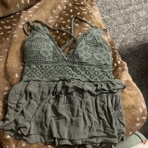 Sage green lace tank tops